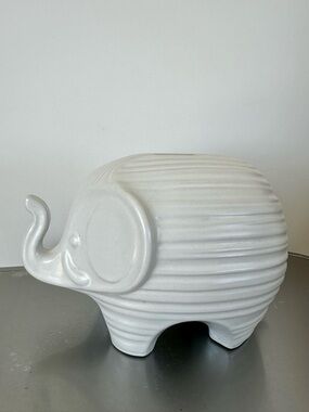 Jonathan Adler White Ceramic Elephant Coin Bank